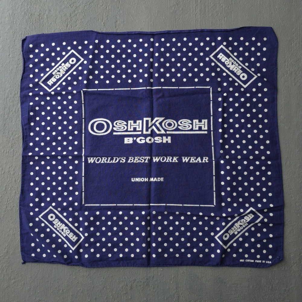 Vintage 70s OshKosh B'gosh Blue Bandana One Size Polka Dot Union Made USA